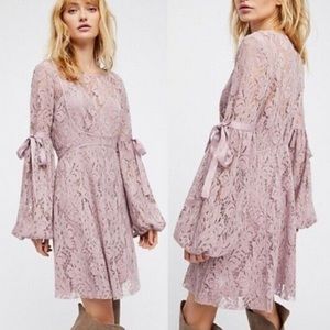 Free People Ruby Crochet Mini Dress Mauve Lilac